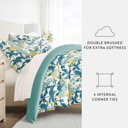  Bedding Bundle, Patterned Duvet Cover Set, White Comforter and Solid Sheet Set