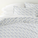 California King Blossoms Light Blue Bedding Bundle, Patterned Duvet Cover Set, White Comforter and Solid Sheet Set