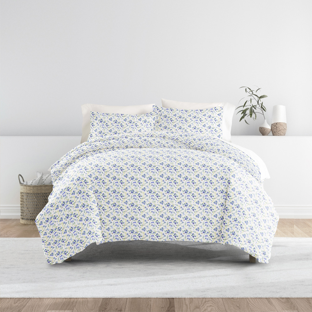 Bedding Bundle, Patterned Duvet Cover Set, White Comforter and Solid Sheet Set