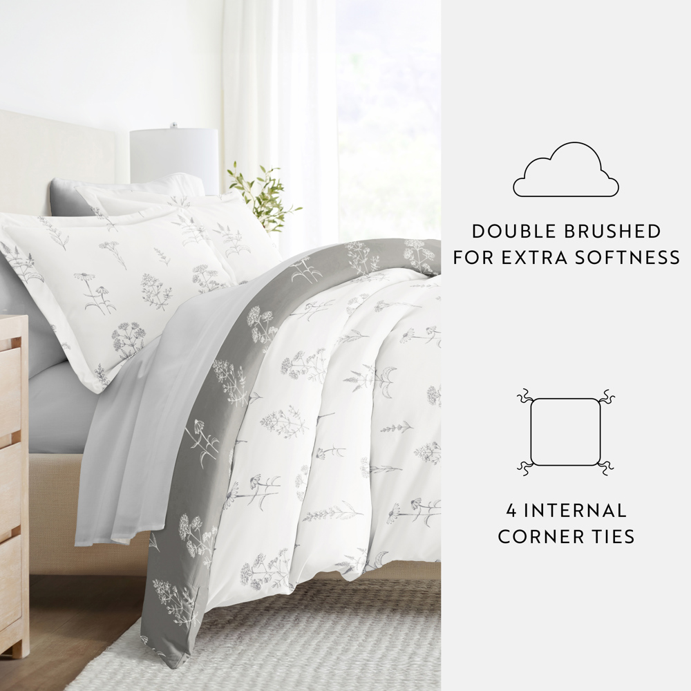 Bedding Bundle, Patterned Duvet Cover Set, White Comforter and Solid Sheet Set