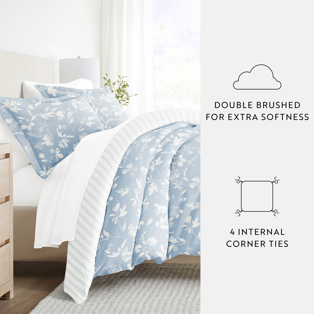 Bedding Bundle, Patterned Duvet Cover Set, White Comforter and Solid Sheet Set