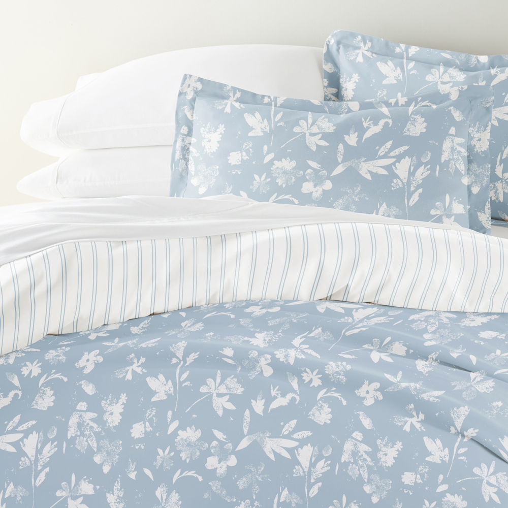 Bedding Bundle, Patterned Duvet Cover Set, White Comforter and Solid Sheet Set