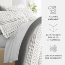 Full/Double Etched Gate Gray Bedding Bundle, Patterned Duvet Cover Set, White Comforter and Solid Sheet Set