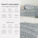 California King Modern Rustic Navy Bedding Bundle, Patterned Duvet Cover Set, White Comforter and Solid Sheet Set