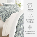 California King Modern Rustic Navy Bedding Bundle, Patterned Duvet Cover Set, White Comforter and Solid Sheet Set