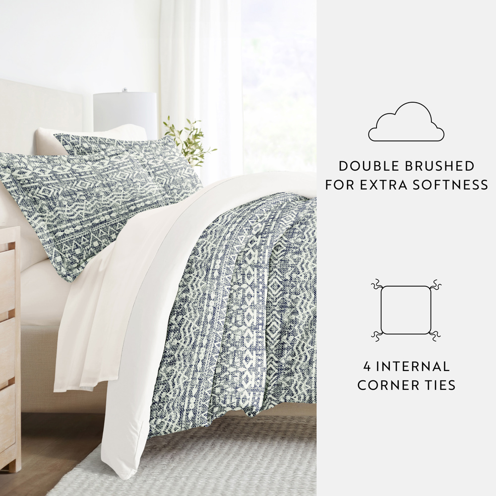 Bedding Bundle, Patterned Duvet Cover Set, White Comforter and Solid Sheet Set