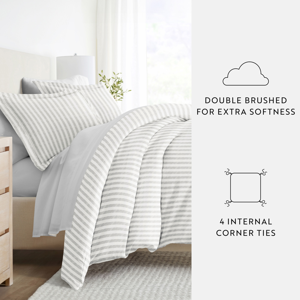 Bedding Bundle, Patterned Duvet Cover Set, White Comforter and Solid Sheet Set