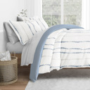 California King Urban Vibe Navy Bedding Bundle, Patterned Duvet Cover Set, White Comforter and Solid Sheet Set