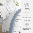 California King Urban Vibe Navy Bedding Bundle, Patterned Duvet Cover Set, White Comforter and Solid Sheet Set