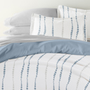 California King Urban Vibe Navy Bedding Bundle, Patterned Duvet Cover Set, White Comforter and Solid Sheet Set