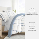 Full/Double Urban Vibe Navy Bedding Bundle, Patterned Duvet Cover Set, White Comforter and Solid Sheet Set