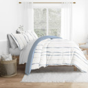 King Urban Vibe Navy Bedding Bundle, Patterned Duvet Cover Set, White Comforter and Solid Sheet Set