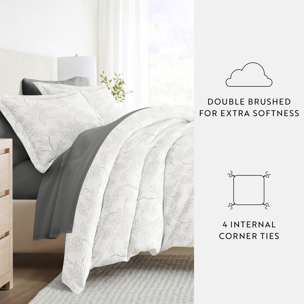 Bedding Bundle, Patterned Duvet Cover Set, White Comforter and Solid Sheet Set