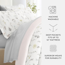 California King Wildflower Pink Bedding Bundle, Patterned Duvet Cover Set, White Comforter and Solid Sheet Set