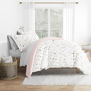 Full/Double Wildflower Pink Bedding Bundle, Patterned Duvet Cover Set, White Comforter and Solid Sheet Set