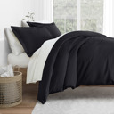 California King Black Bedding Bundle, Solid Duvet Cover Set, White Comforter and Patterned Sheet Set