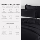 California King Black Bedding Bundle, Solid Duvet Cover Set, White Comforter and Patterned Sheet Set