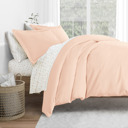 California King Blush Bedding Bundle, Solid Duvet Cover Set, White Comforter and Patterned Sheet Set