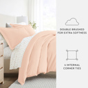 California King Blush Bedding Bundle, Solid Duvet Cover Set, White Comforter and Patterned Sheet Set