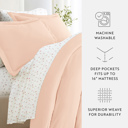 California King Blush Bedding Bundle, Solid Duvet Cover Set, White Comforter and Patterned Sheet Set