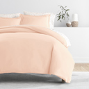 Full/Double Blush Bedding Bundle, Solid Duvet Cover Set, White Comforter and Patterned Sheet Set