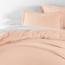 Full/Double Blush Bedding Bundle, Solid Duvet Cover Set, White Comforter and Patterned Sheet Set