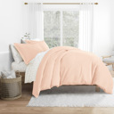 Full/Double Blush Bedding Bundle, Solid Duvet Cover Set, White Comforter and Patterned Sheet Set