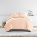 Full/Double Blush Bedding Bundle, Solid Duvet Cover Set, White Comforter and Patterned Sheet Set