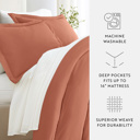 Full/Double Clay Bedding Bundle, Solid Duvet Cover Set, White Comforter and Patterned Sheet Set