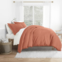 Full/Double Clay Bedding Bundle, Solid Duvet Cover Set, White Comforter and Patterned Sheet Set