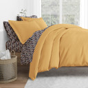 Full/Double Gold Bedding Bundle, Solid Duvet Cover Set, White Comforter and Patterned Sheet Set