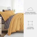 Full/Double Gold Bedding Bundle, Solid Duvet Cover Set, White Comforter and Patterned Sheet Set