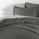 California King Gray Bedding Bundle, Solid Duvet Cover Set, White Comforter and Patterned Sheet Set