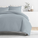 California King Light Blue Bedding Bundle, Solid Duvet Cover Set, White Comforter and Patterned Sheet Set