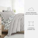 California King Light Gray Bedding Bundle, Solid Duvet Cover Set, White Comforter and Patterned Sheet Set