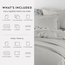 King Light Gray Bedding Bundle, Solid Duvet Cover Set, White Comforter and Patterned Sheet Set