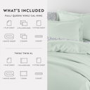 California King Mint Bedding Bundle, Solid Duvet Cover Set, White Comforter and Patterned Sheet Set