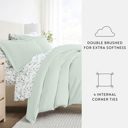 California King Mint Bedding Bundle, Solid Duvet Cover Set, White Comforter and Patterned Sheet Set