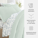 California King Mint Bedding Bundle, Solid Duvet Cover Set, White Comforter and Patterned Sheet Set