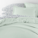 California King Mint Bedding Bundle, Solid Duvet Cover Set, White Comforter and Patterned Sheet Set