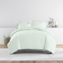 California King Mint Bedding Bundle, Solid Duvet Cover Set, White Comforter and Patterned Sheet Set