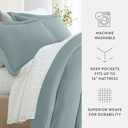 California King Ocean Bedding Bundle, Solid Duvet Cover Set, White Comforter and Patterned Sheet Set