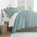 Full/Double Ocean Bedding Bundle, Solid Duvet Cover Set, White Comforter and Patterned Sheet Set