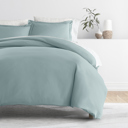 Full/Double Ocean Bedding Bundle, Solid Duvet Cover Set, White Comforter and Patterned Sheet Set