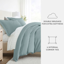 Full/Double Ocean Bedding Bundle, Solid Duvet Cover Set, White Comforter and Patterned Sheet Set