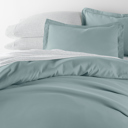 Full/Double Ocean Bedding Bundle, Solid Duvet Cover Set, White Comforter and Patterned Sheet Set