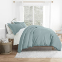 Full/Double Ocean Bedding Bundle, Solid Duvet Cover Set, White Comforter and Patterned Sheet Set