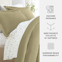 California King Sage Bedding Bundle, Solid Duvet Cover Set, White Comforter and Patterned Sheet Set