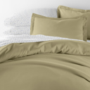 Full/Double Sage Bedding Bundle, Solid Duvet Cover Set, White Comforter and Patterned Sheet Set