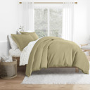 Full/Double Sage Bedding Bundle, Solid Duvet Cover Set, White Comforter and Patterned Sheet Set